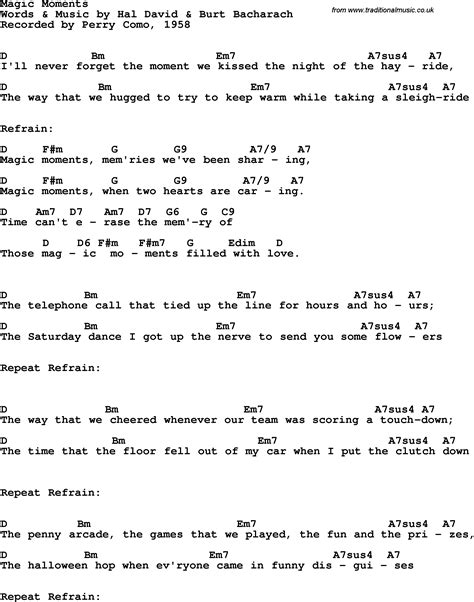 Song Lyrics With Guitar Chords For Magic Moments Perry Como 1958