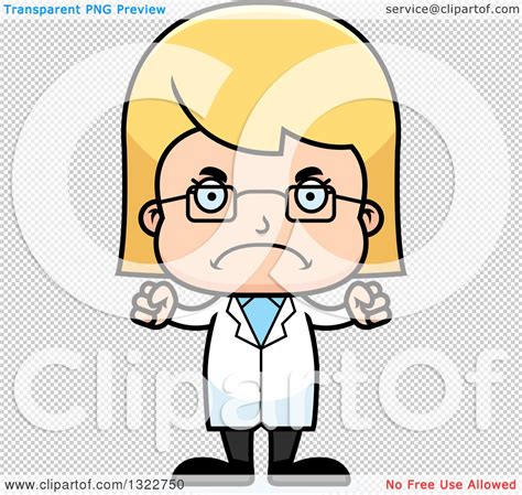 Clipart Of A Cartoon Mad Blond White Girl Scientist Royalty Free