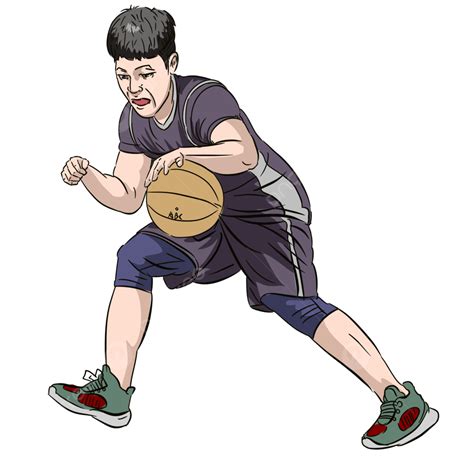 رجل كرة السلة لاعب كرة السلة المراوغة شخصية كرتونية تدريب كرة السلة