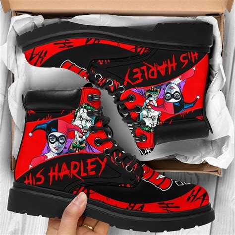 His Harley Quinn Boots Shoes Designsharley Quinn Custom Boot Etsy