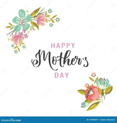 Happy Mothers Day Greeting Card On White Background Stock Vector Illustration Of Elegance