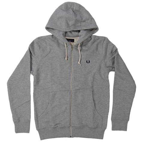 Fred Perry J2251 Hooded Sweat Vintage Marl Grey Mens Sweats And