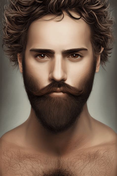 Stunning 8k Hyper Detailed Oil Painting Of A Bearded Gay Man With A Hairy Chest · Creative Fabrica