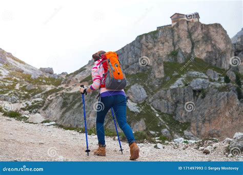 Tourist Girl At The Dolomites Stock Image Image Of Hiker Italian