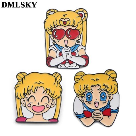 Dmlsky Anime Girls Funny Cartoon Metal Pins Enamel Brooches For Women