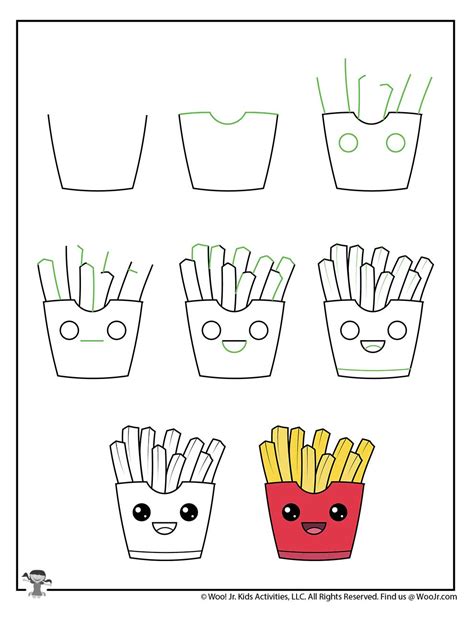 Cute Kawaii Fries Drawing Tutorial Woo Jr Kids Activities