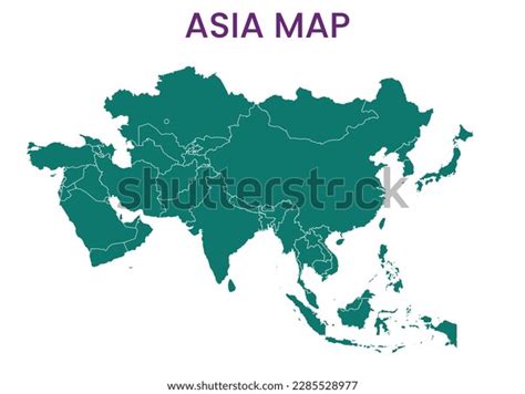 High Detailed Map Asia Continent Outline Stock Vector Royalty Free