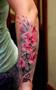 Woman Cherry Blossom Tattoo Sleeve