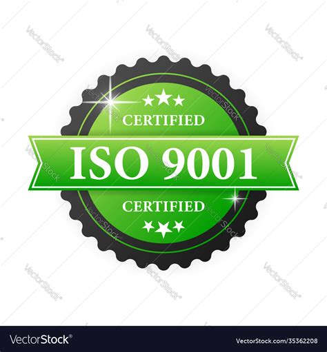 Iso Certified 9001 Green Rubber Stamp With Green Vector Image