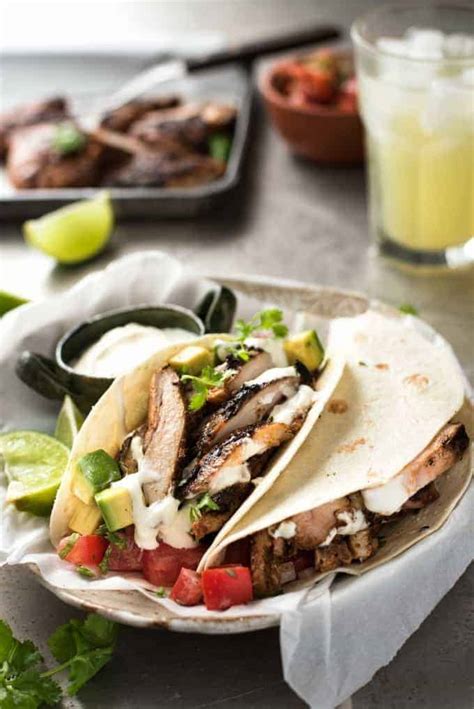 A taco and a cold beer on a warm day? Mexican Grilled Chicken Tacos | RecipeTin Eats