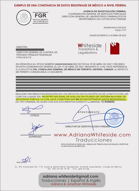 Constancia De Datos Registrales A Nivel Federal México Adriana