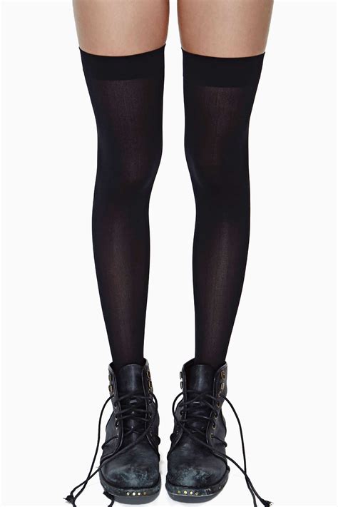 Lyst Nasty Gal School Girl Thigh High Socks In Black