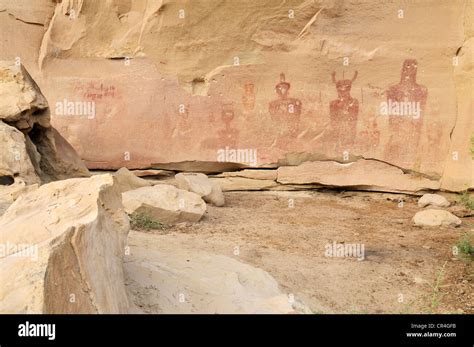Native American Indian Rock Art At Sego Canyon Petroglyphs Utah Usa