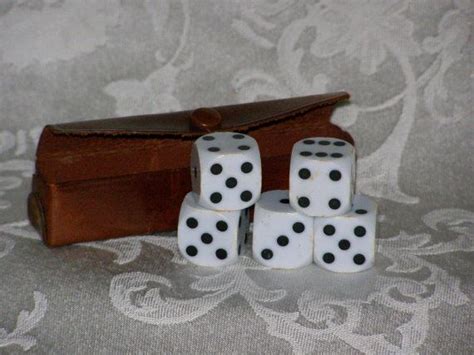 Five Vintage Dice In A Leather Case Real Hide Made In By Parkie2 16