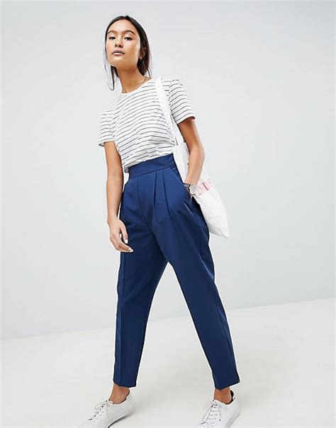 Asos Design High Waist Tapered Pants Asos