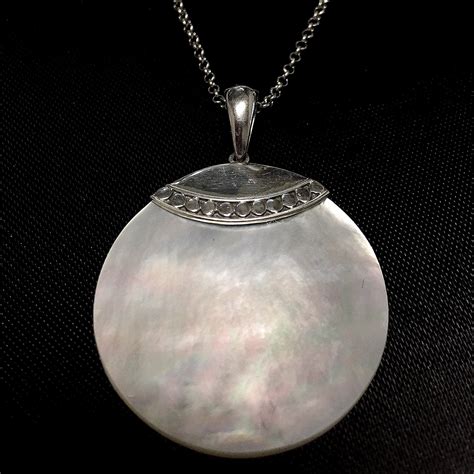 Sterling Silver Mother Of Pearl Medallion Pendant With Chain Property Room