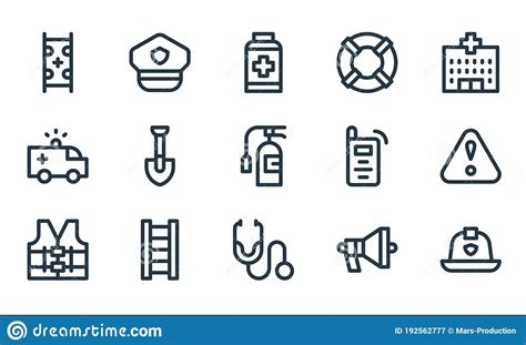 Emergencies Line Icons Linear Set Stock Vector Illustration Of