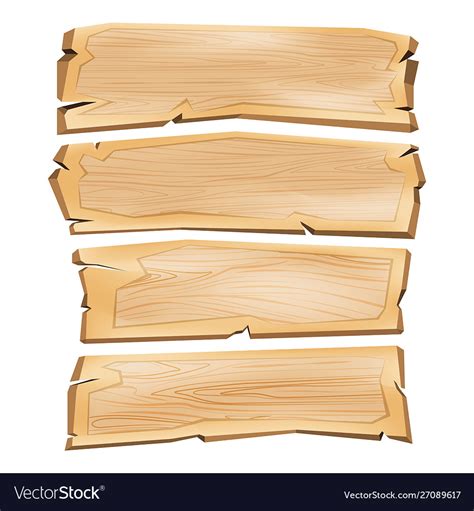 Cartoon Wooden Plank Signs Isolated On White Vector Image