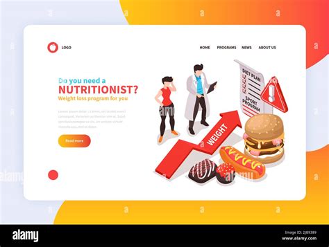 Isometric Dietician Nutritionist Concept Banner For Website With