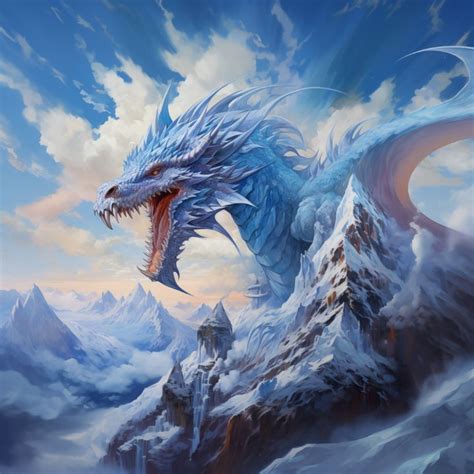 Stunning Blue Ice Dragon Prints Art Print Gallery Digital Art