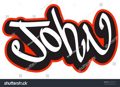 John Graffiti Font Style Name Hiphop เวกเตอร์สต็อก ปลอดค่าลิขสิทธิ์