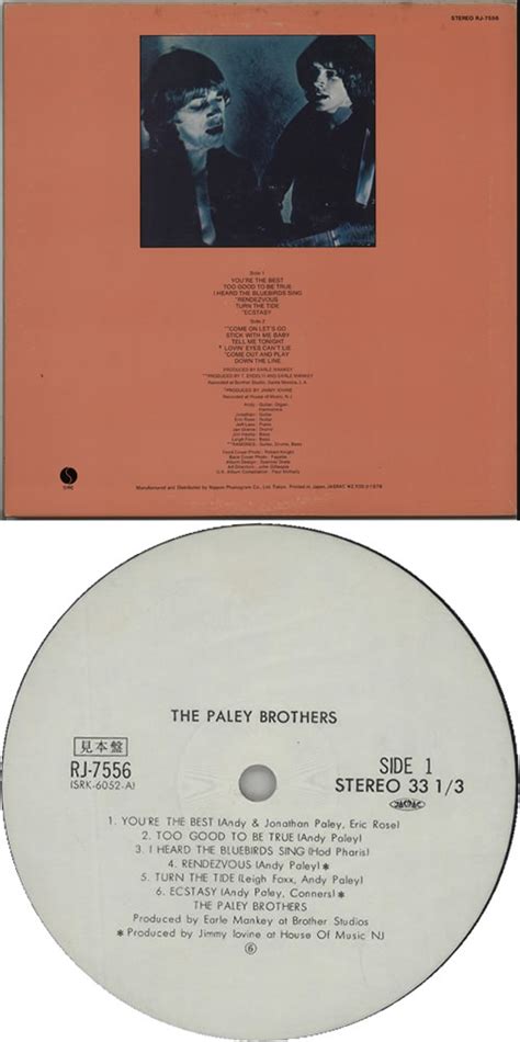The Paley Brothers The Paley Brothers Japanese Promo Vinyl Lp Album Lp