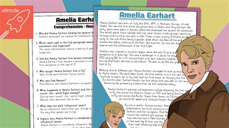 Teachers Pet Amelia Earhart Biography And Comprehension
