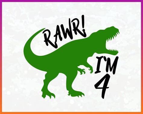 Dinosaur birthday svg RAWR I'm 4 svg 4th Shirt Design Four kids svg Boy