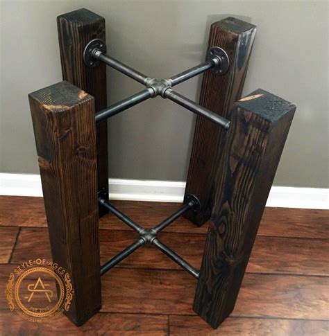 Table Base Wood Beam And Iron Pipe Roundsquare Dining Custom