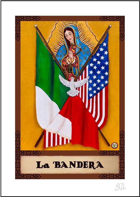 Loteria La Bandera Printmaking By Bertha Cuellar Aguilar Saatchi Art