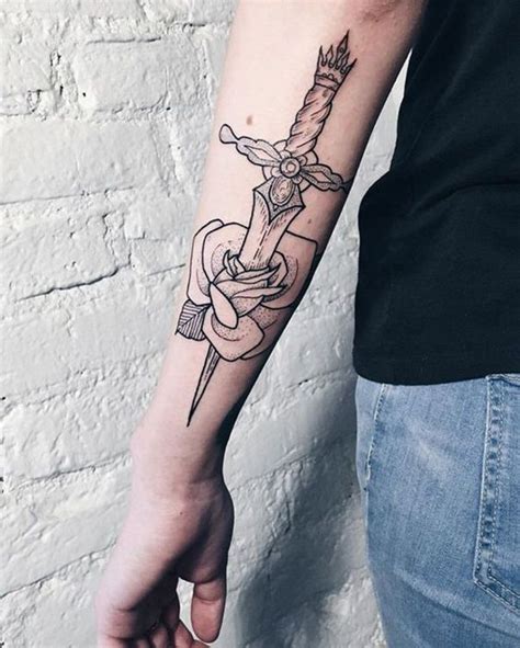 Sword And Rose Tattoo On Arm Sword Tattoo Rose Tattoos Sword Rose Tattoo