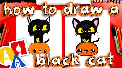 How To Draw A Black Cat And Pumpkin For Halloween Youtube