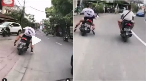 Bule Naik Motor Ugal Ugalan Di Jalanan Bali Diduga Demi Konten