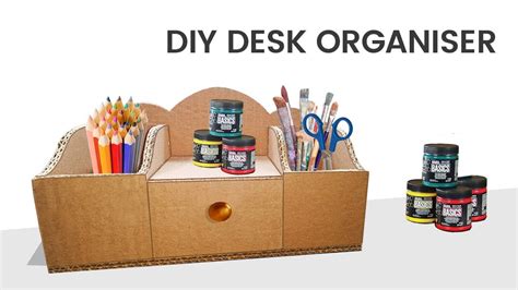 Cardboard Diy Desk Organizer Cardboard Crafts Youtube
