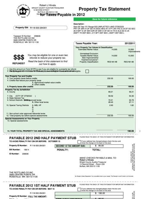 Property Tax Statement Printable Pdf Download