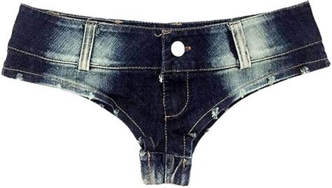 Comvip Women S Low Rise Mini Denim Shorts Thong Cheeky Jeans Shorts Uk Clothing