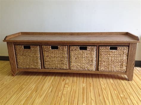60 Oak Wood Storage Bench With Cubbies For By Kennedywoodworking