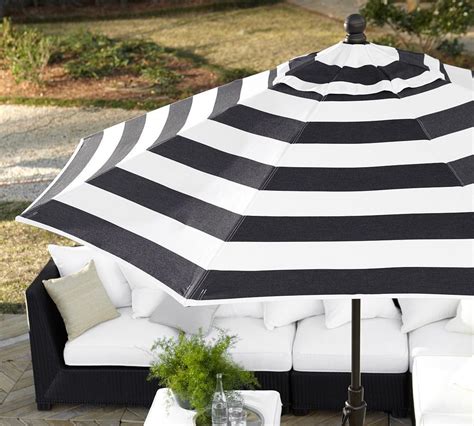 Black And White Awning Stripe Sunbrella Patio Umbrella