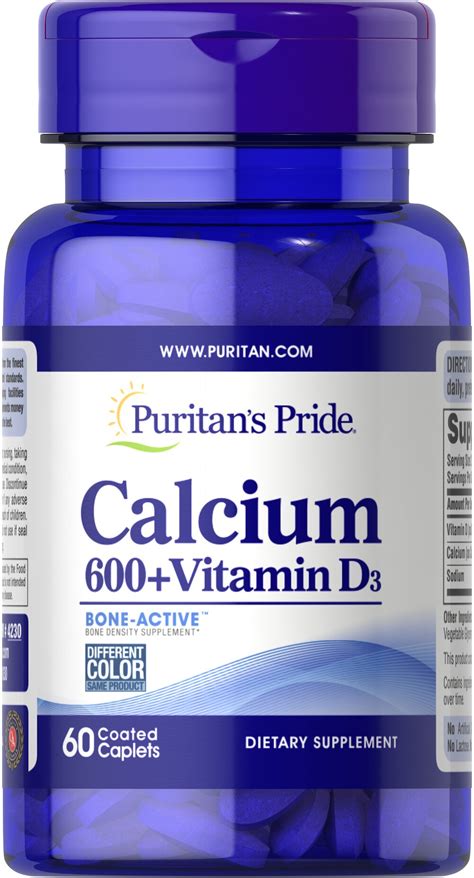 Calcium Carbonate 600 Mg Vitamin D 125 Iu 60 Caplets Calcium