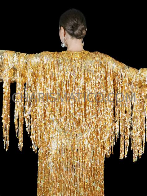 Stunning Gold Sequin Fringe Drag Queen Cover Up Gown Or Showtime Coat
