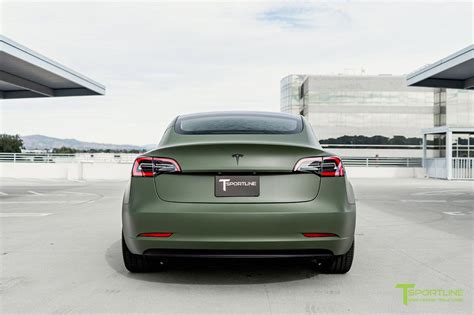 Matte Military Green Tesla Model 3 With 20 M3115 Forged Wheels Tesla