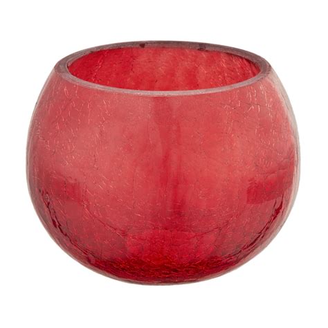 Red Crackle Glass Candle Holder