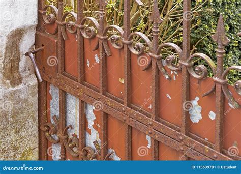 Old Iron Rusty Gate Stock Image Image Of Fence Stone 115639701