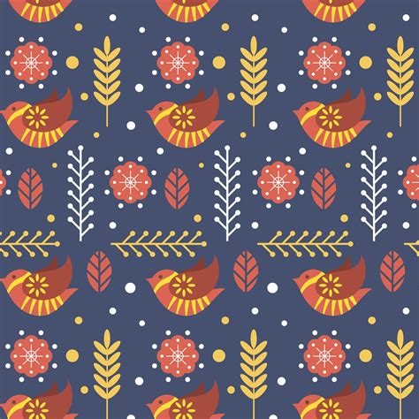 Flat Cute Scandinavian Folk Pattern Vector Template Scandinavian Folk