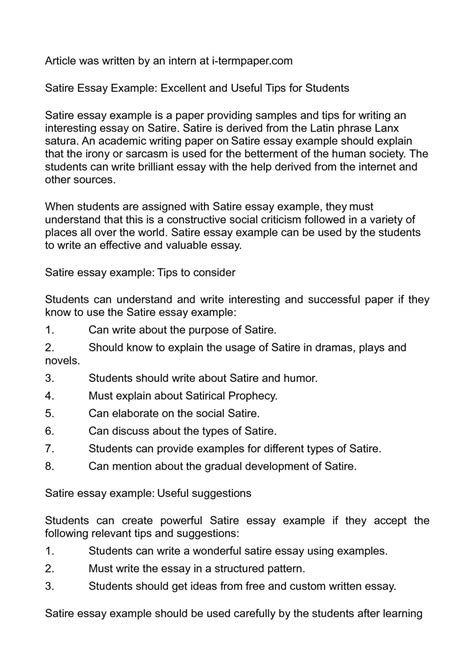 Calaméo Satire Essay Example Excellent And Useful Tips For Students