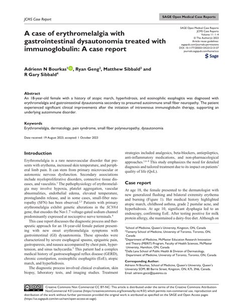 Pdf A Case Of Erythromelalgia With Gastrointestinal Dysautonomia