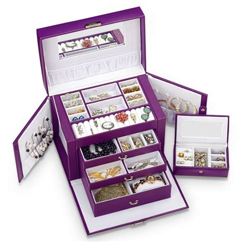 Kendal Large Purple Leather Jewelry Box Case Storage Organizer