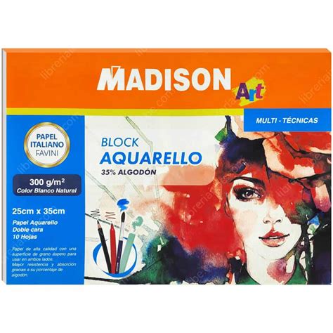 Bloc De Papel Para Acuarela Con 10 Hojas 25 X 35 Cm MADISON FAVINI