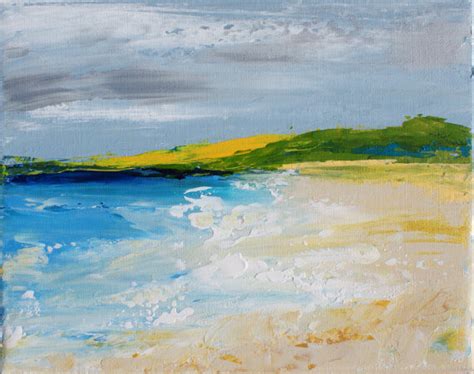 Abstract Seascape Embleton Bay Acrylic Painting By Sally Kelly