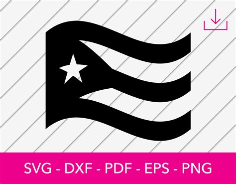 Black And White Puerto Rico Svg Puerto Rico Flag Clipart Boricua Cut